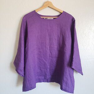 Simpson Handmade Custom Dress 100% Linen Boxy Kimono Top Purple Lagenlook Artsy